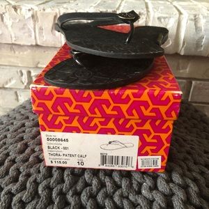Tory Burch black Thora flip flop with box.